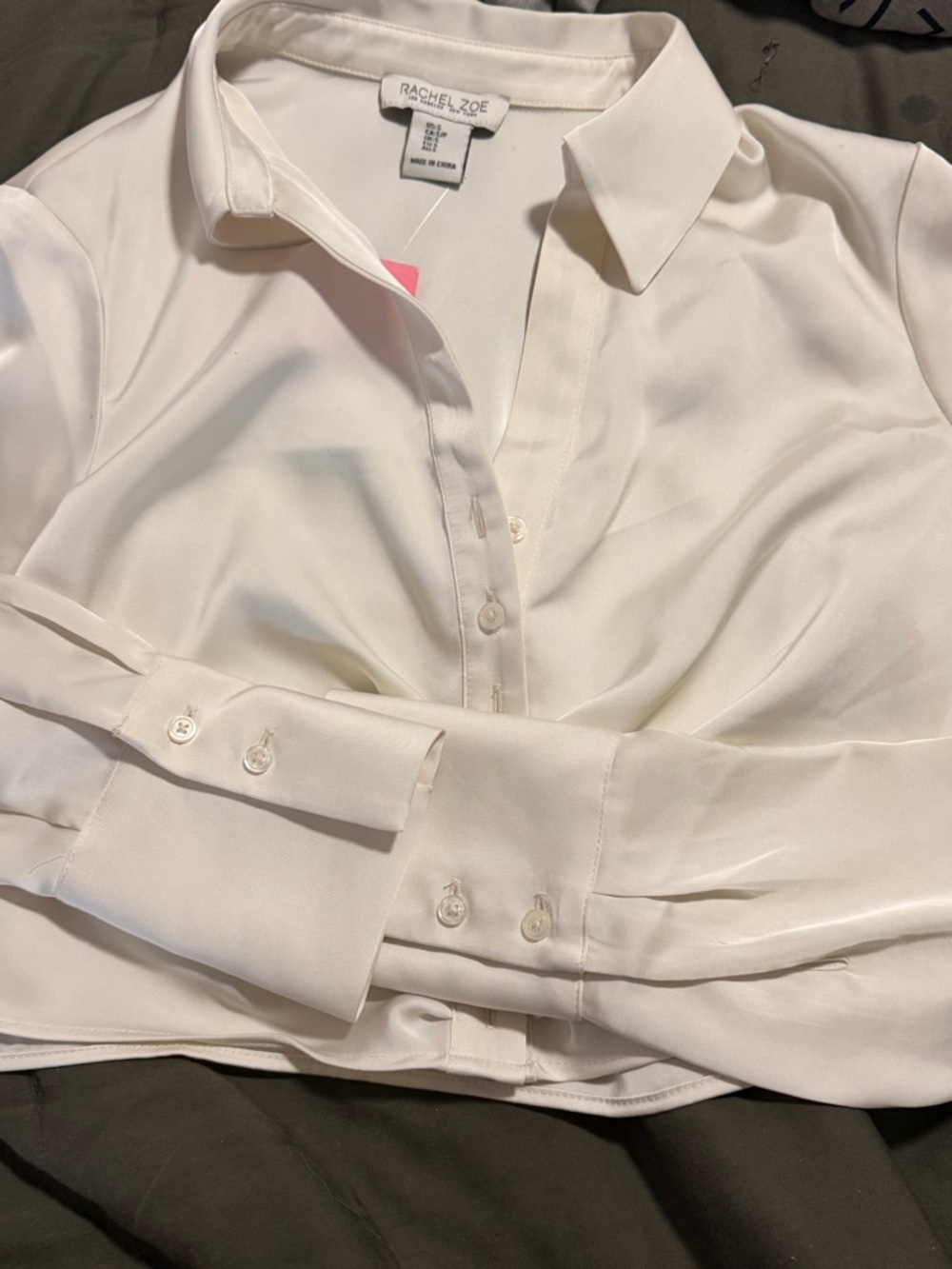 Rachel Zoe Ivory White Silk-Blend Button-Down Blouse